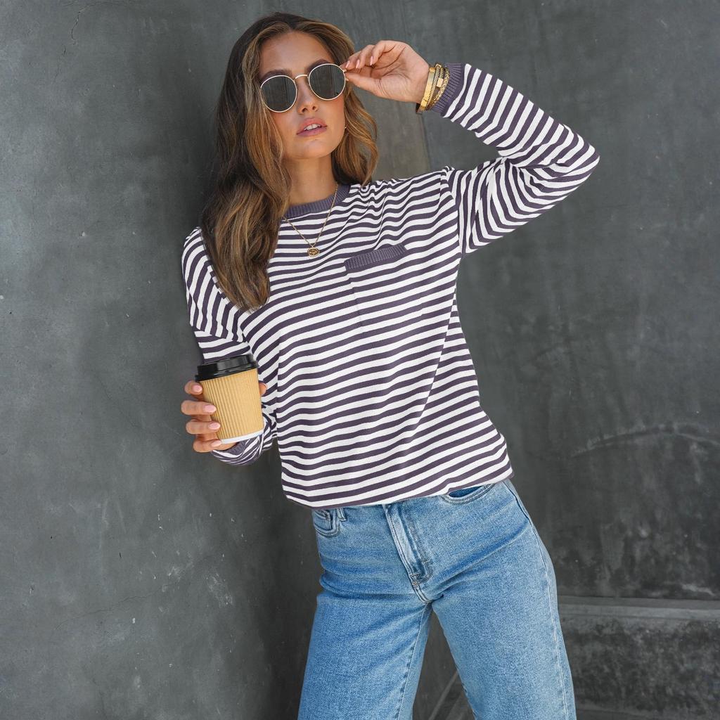 Women's Striped Fashion Long-sleeved Top