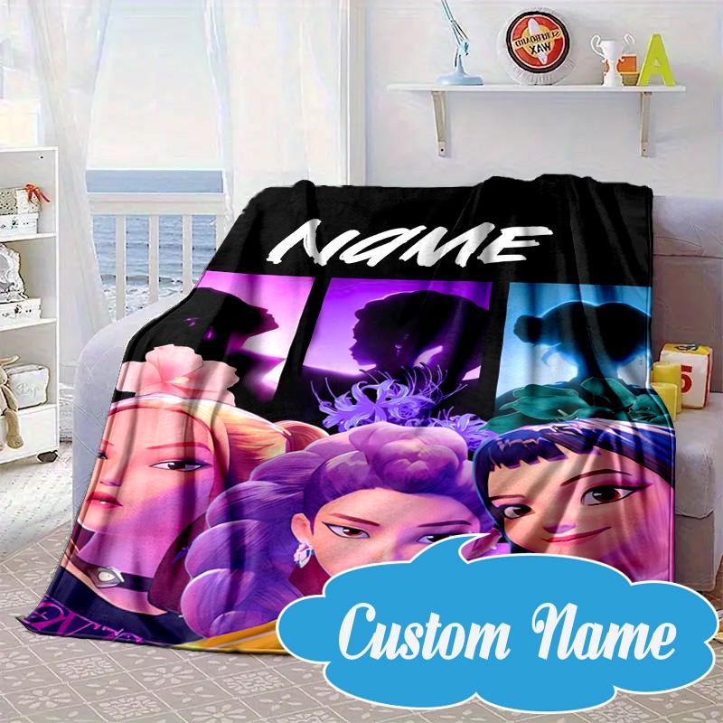 Custom Name KPop Pink Fashion Blanket bed sofa Blanket Flannel Blanket for Camping, Hiking, Picnic Essentials,gift for Fan family