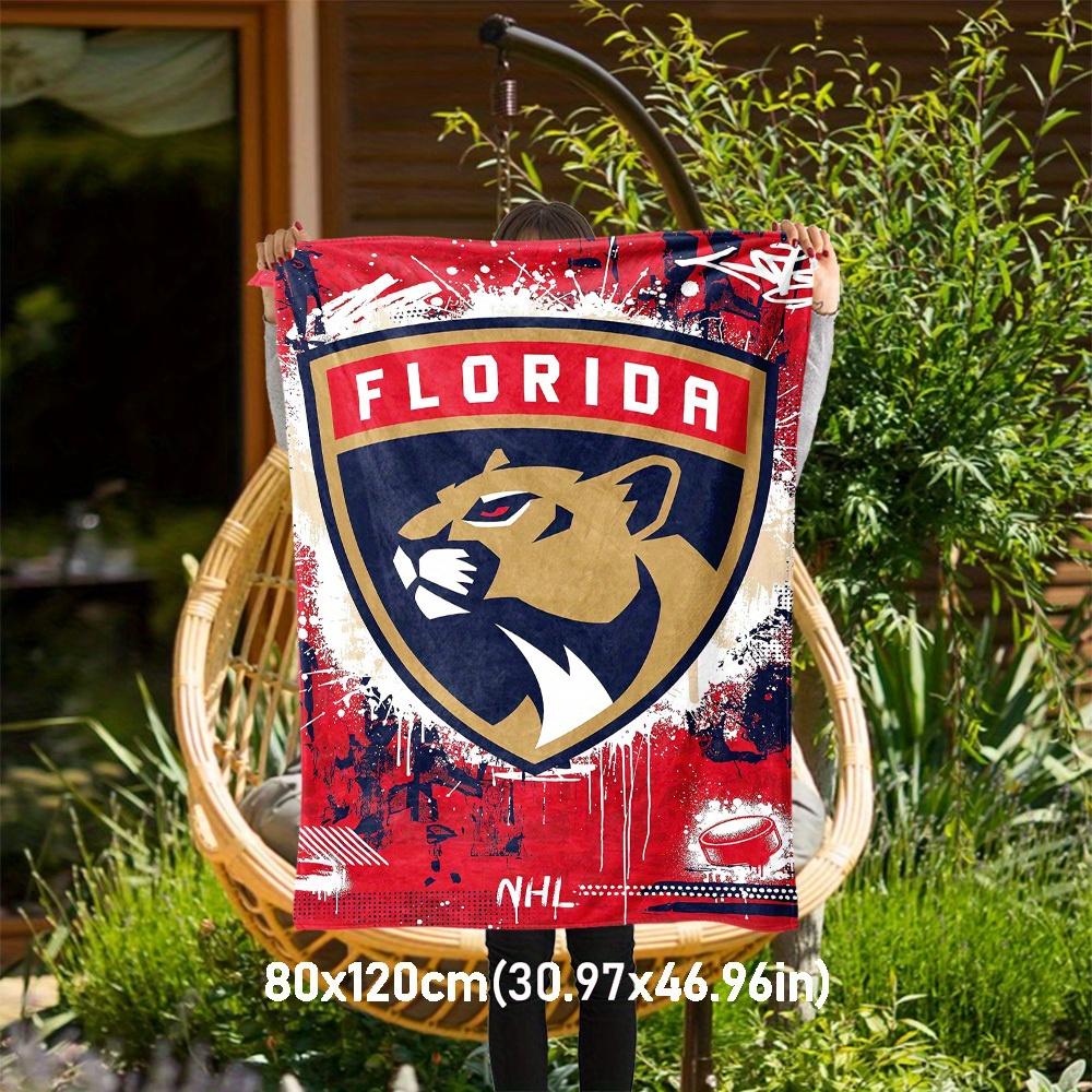 1pc Panthers NHL Theme Design Flannel Blanket - 3D Printed Soft Warm, All-Season Lightweight Throw for Camping Travel Bed-080749
