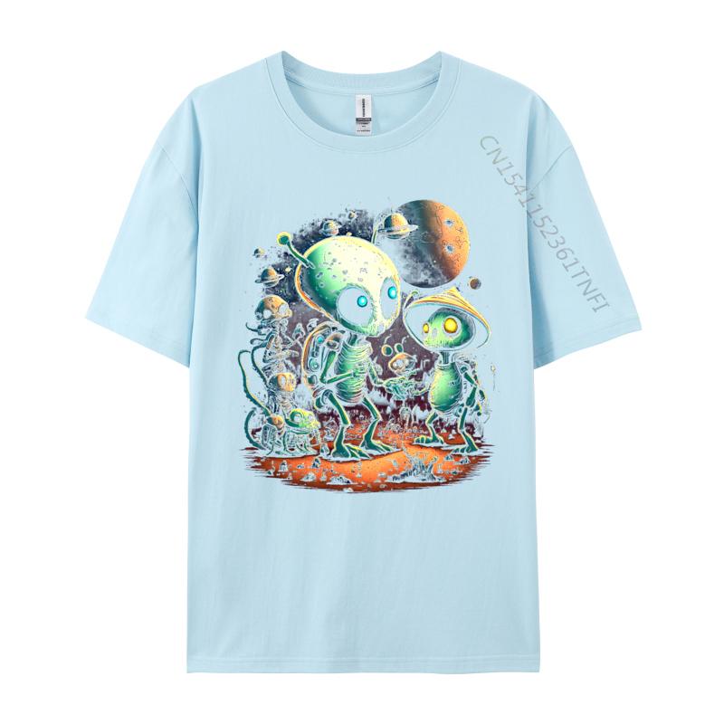 Tops T Shirt Lovely Aliens Tshirt Autumn Cotton Fabric Unisex T Shirt Design Hip Hop Alien Vistors TShirt