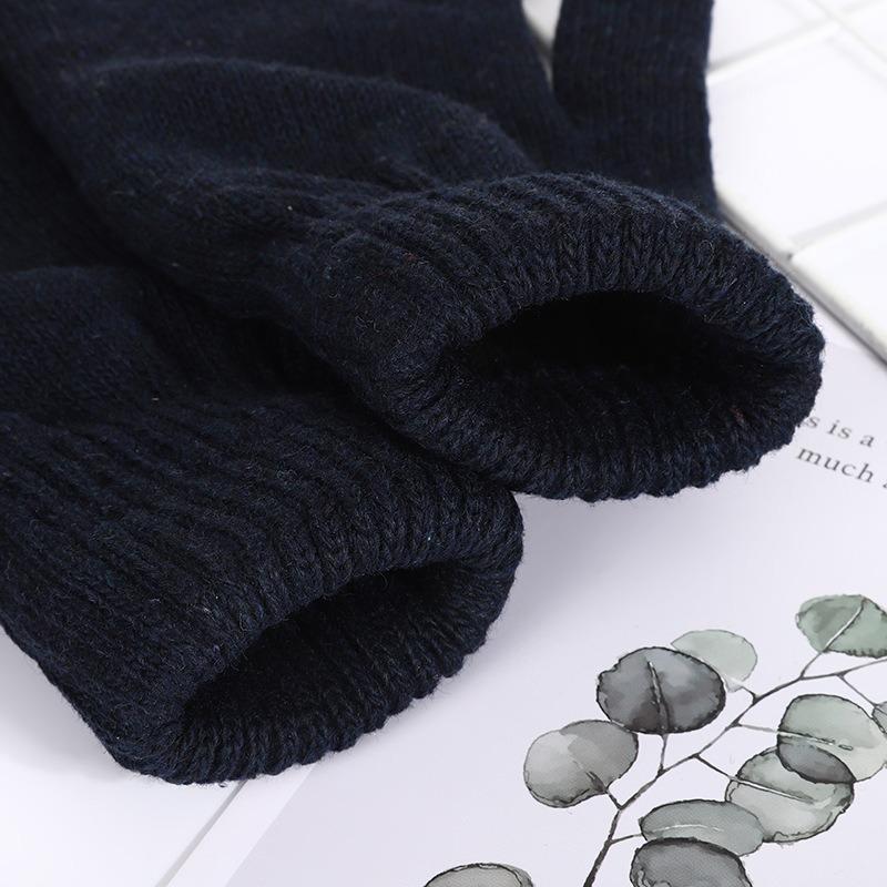 Winter warm knitted gloves outdoor cycling cold-proof couple wool plush finger non-slip gloves
