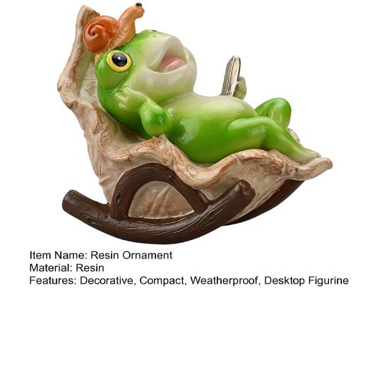 Garden Frog Figurine Frog Reading A Book on Rocking Chair Statue Resin