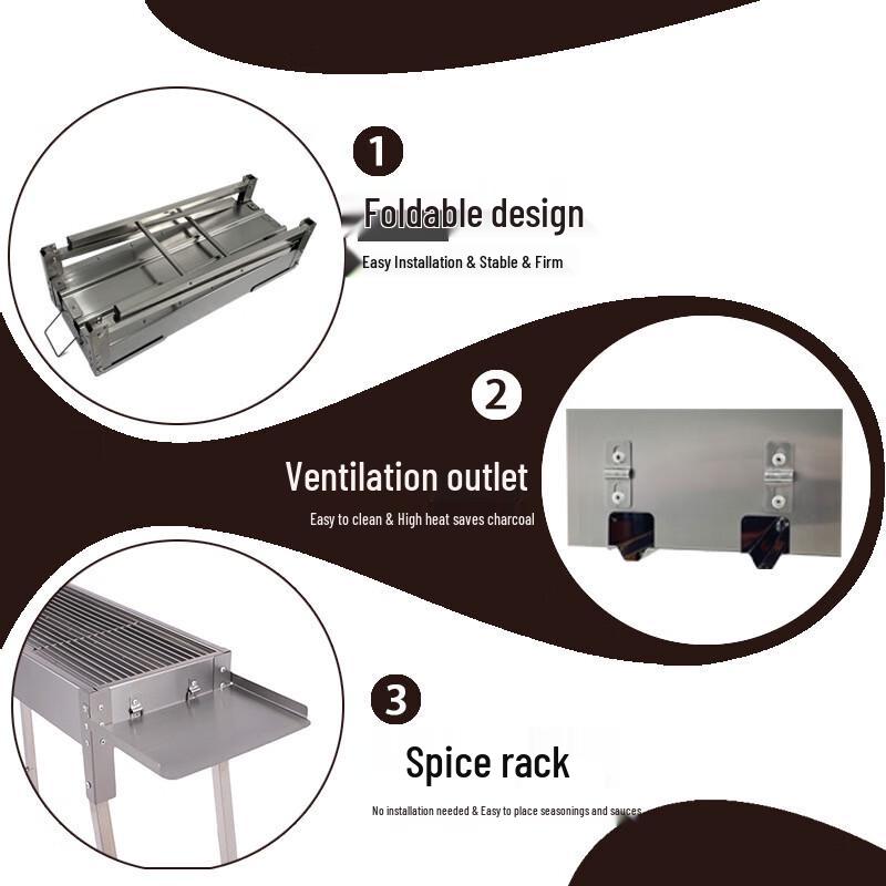 Portable Outdoor Charcoal BBQ Grill Set Large