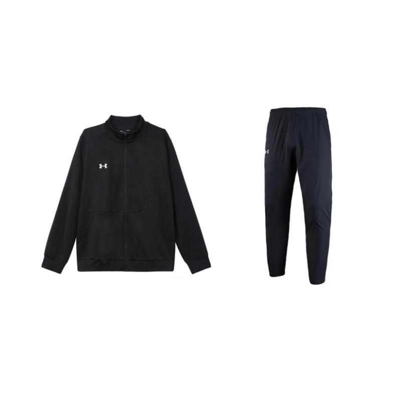 Under Armour Color Block Loose Long Sleeve Knit Straight Leg Casual Sports Suit Unisex Suit Black 22500706-001+23600304-001