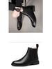 Men's Autumn High-Top Pointed Chelsea Boots - European & American Style Cowhide Slip-On