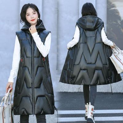 Down Cotton Vest Women's Mid Length Autumn/Winter Korean Edition Loose and Fashionable, Versatile, No Wash, Bright Face Vest Sweetheart