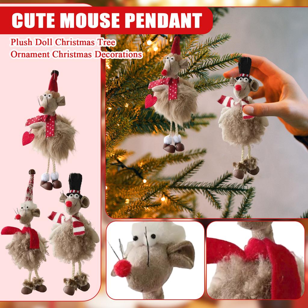 Cute Mouse Pendant Plush Doll Christmas Tree Ornament Christmas Decorations