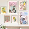 Santorini Lemon Coffee Flowers Abstract Landscape Posters and Prints Wall Art Canvas Painting Pictures For Living Room Home Deco