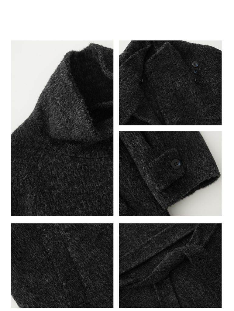 SRYS AME Women's Elegant Mid-Length Stand-Up Collar Wool Coat – Autumn/Winter