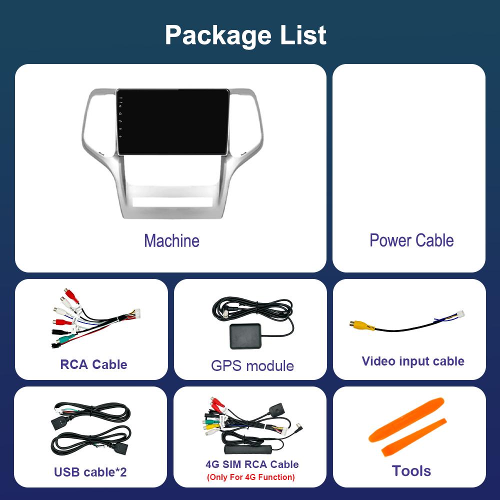 Bluetooth WiFi GPS Navigation Android System for Jeep Grand Cherokee 2008 - 2013 QLED Screen Car Radio Multimedia Player 4G