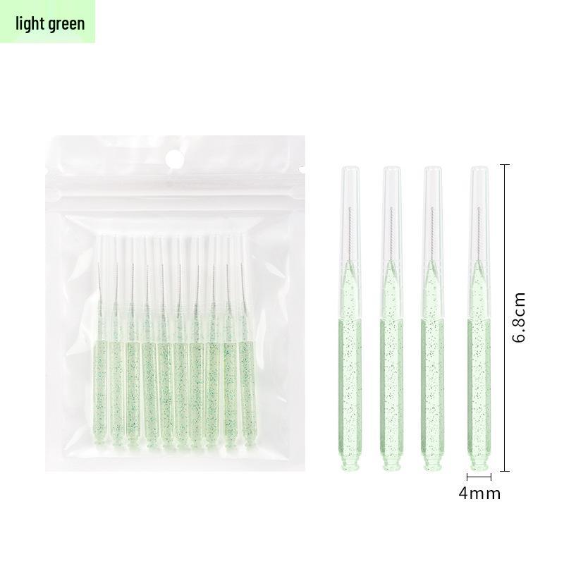 Crystal Rod Interdental Brushes 10pcs - Portable Disposable Straight Brushes for Teeth & Eyebrows