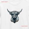Highland Cow Hairy Furry Cattle Scottish With Horns Ox Animal T Shirt Vintage Washed Comfortable Homme Slightly Stretched