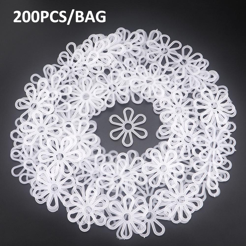 

200pcs White Plastic Flower-Shaped Weaving Mesh Straps - DIY Craft Accessories for Crochet Bags, Wallets, Seat Cushions & More