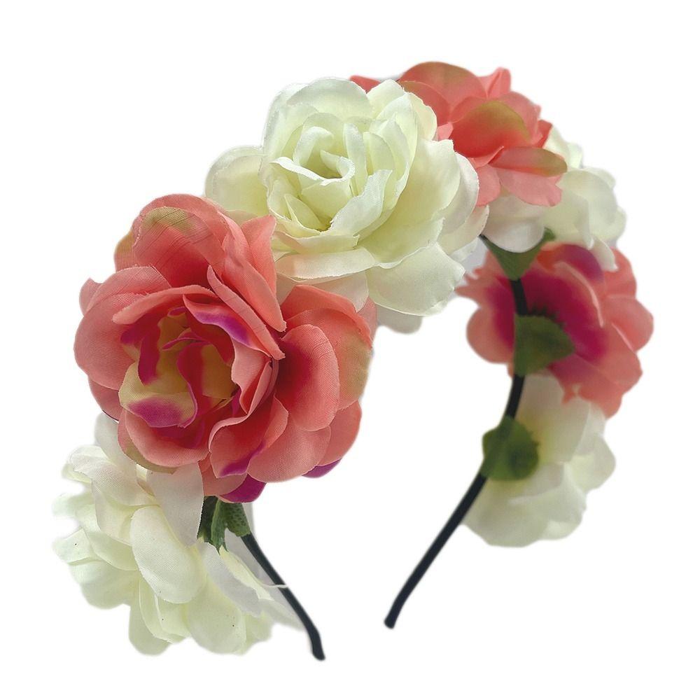 Photo Props Rose Flower Headpiece Bohemian Headwear Fashion Flower Crown  for Women Girls