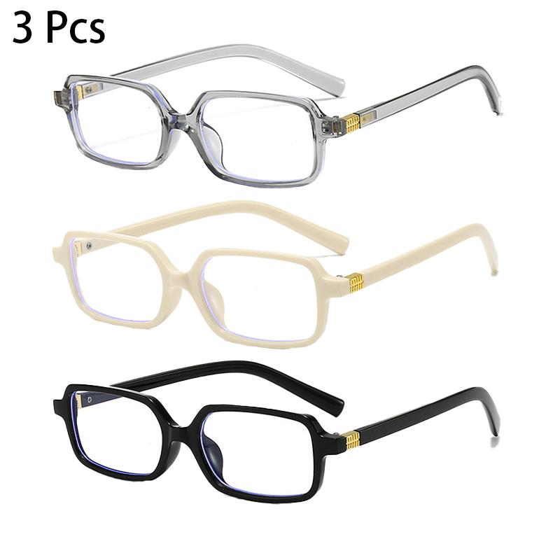 2/3 Pcs Rectangle Glasses Men  Fashion Vintage Blue Light Blocking Optical Frames Women New Trendy Simple Design Eyeglasses
