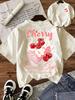 Cute Cherry Cake Letter Pattern Round Neck Suitable For Surfing Beach Tshirt Summer Spring Unisex Short Sleeves
