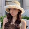 Bucket Hat High-Density Sunscreen Fabric Wide Brim Fisherman Hat Bowknot Lace-up Mesh Yarn Decor Travel Sun Hat