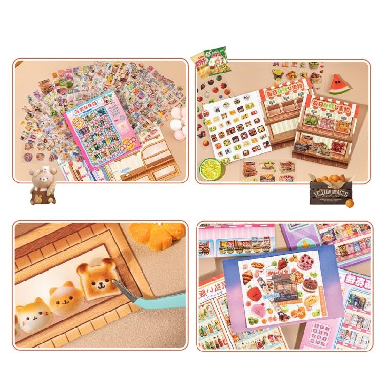 Cartoon 3D Scene Sticker Fun Bakery Fruit Shop Toy Store Scenery Sticker for Scrapbooking Journal Album Phone Case