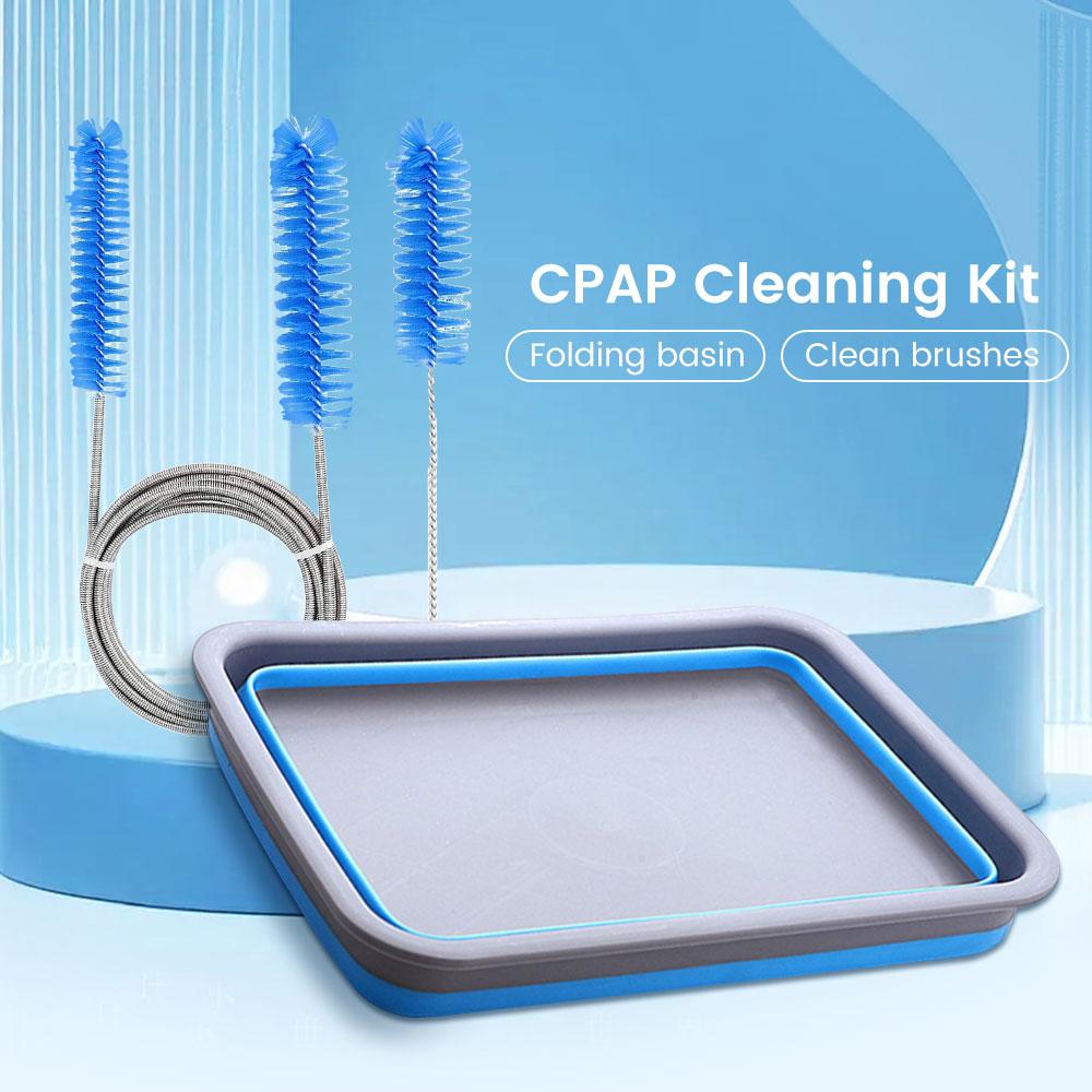 CPAP Cleaning Kit for CPAP Hose and Mask with Brush and Collapsible Wash Basin Bucket Tub - Essential Care Kit for CPAP Users