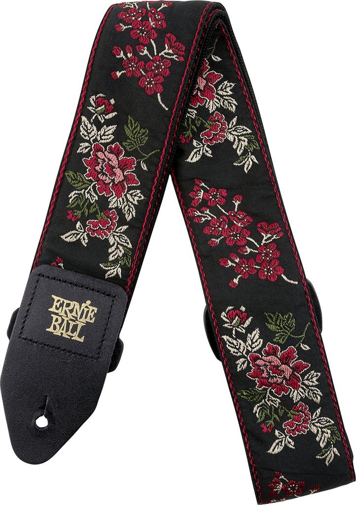 [ERNIE BALL] [Authentic] 4142 Guitar Strap Jacquard Strap Red Rose