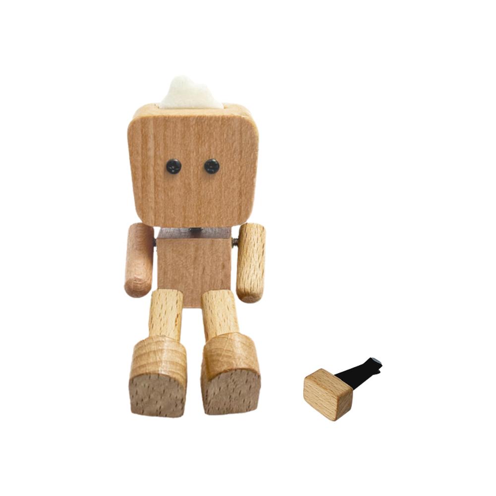 

T-shaped Head Wooden Robot Shake Legs Cute Car Aromatherapy Air Outlet Decoration Diffuser Auto Interior Ornaments Gift