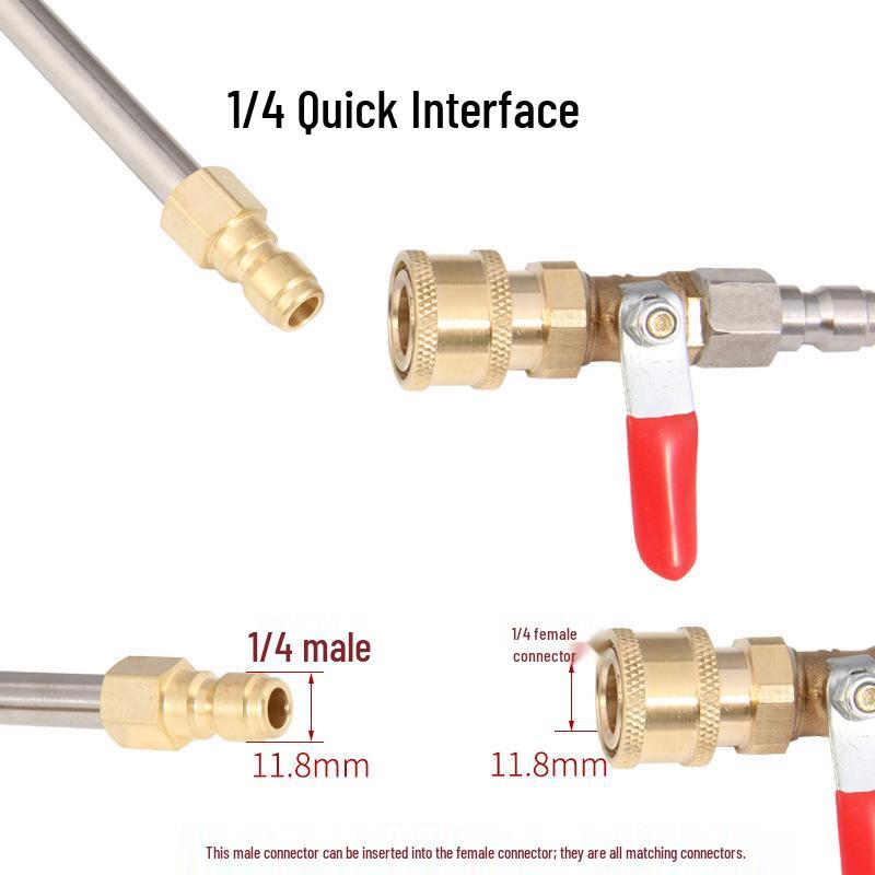 Brass 1/4 High-Pressure Car Wash Water Gun Ball Valve with Quick Plug Connection