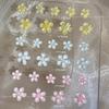 60pcs/bag Ice-clear Five-petal Flower Nail Art Accessories White Pink Flowers Gold and Silver Color Steel Beads