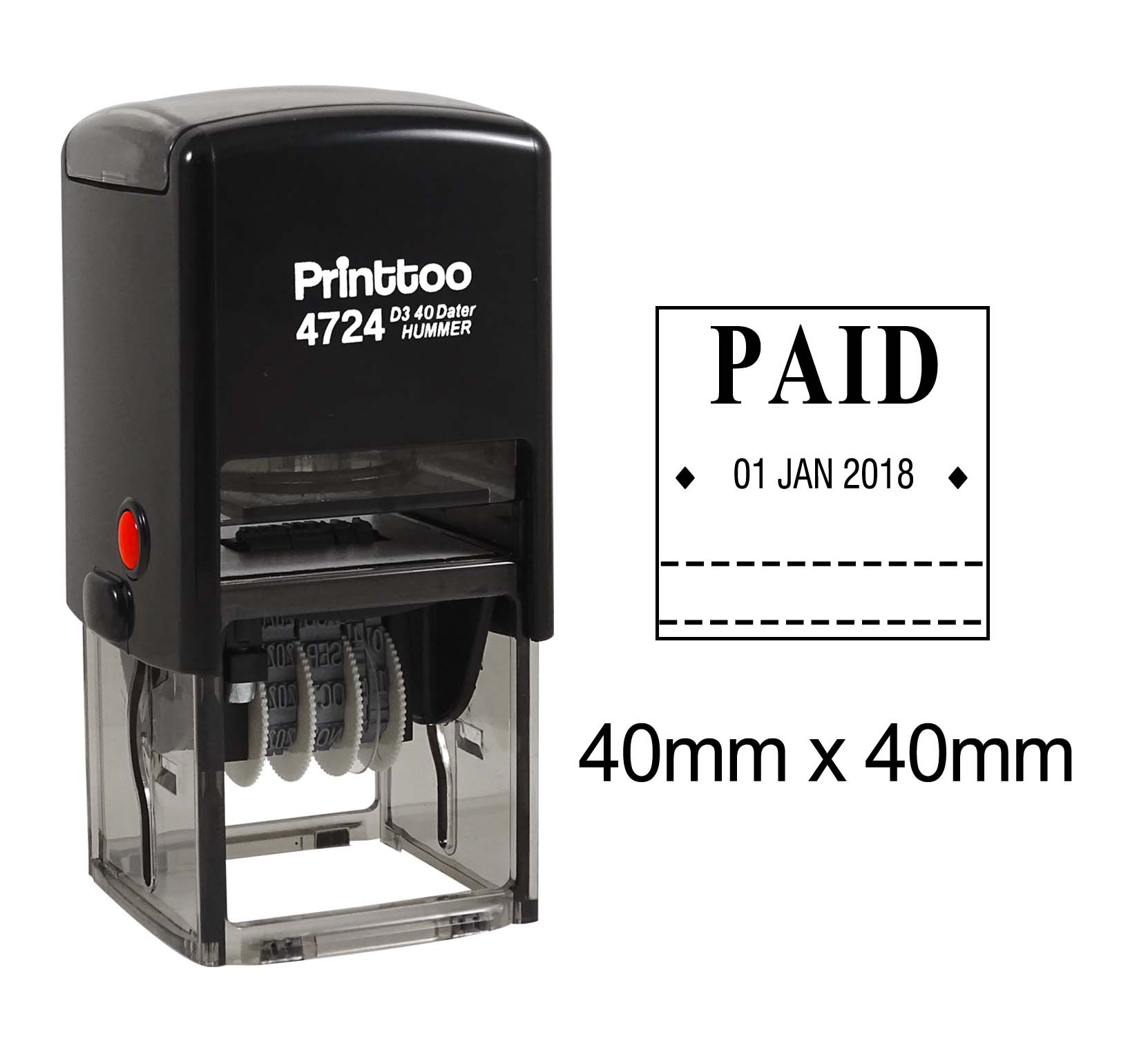 

Штамп для печати канцелярских принадлежностей Printtoo с платным текстом 40 mm x 40 mm.(Approx) чёрный