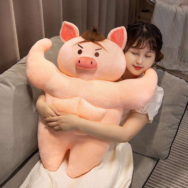 Big Muscle Pig Plush Toys Stuffed Muscle Pig Doll Boyfriend Huggable Pillow Girlfriend Birthday Gift 55/70cm