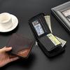 Men’s PU Leather Zip Around 3 Folding Wallet RFID Card Holder ID Window Coin Pocket Short Compact Wallet Cash Purse