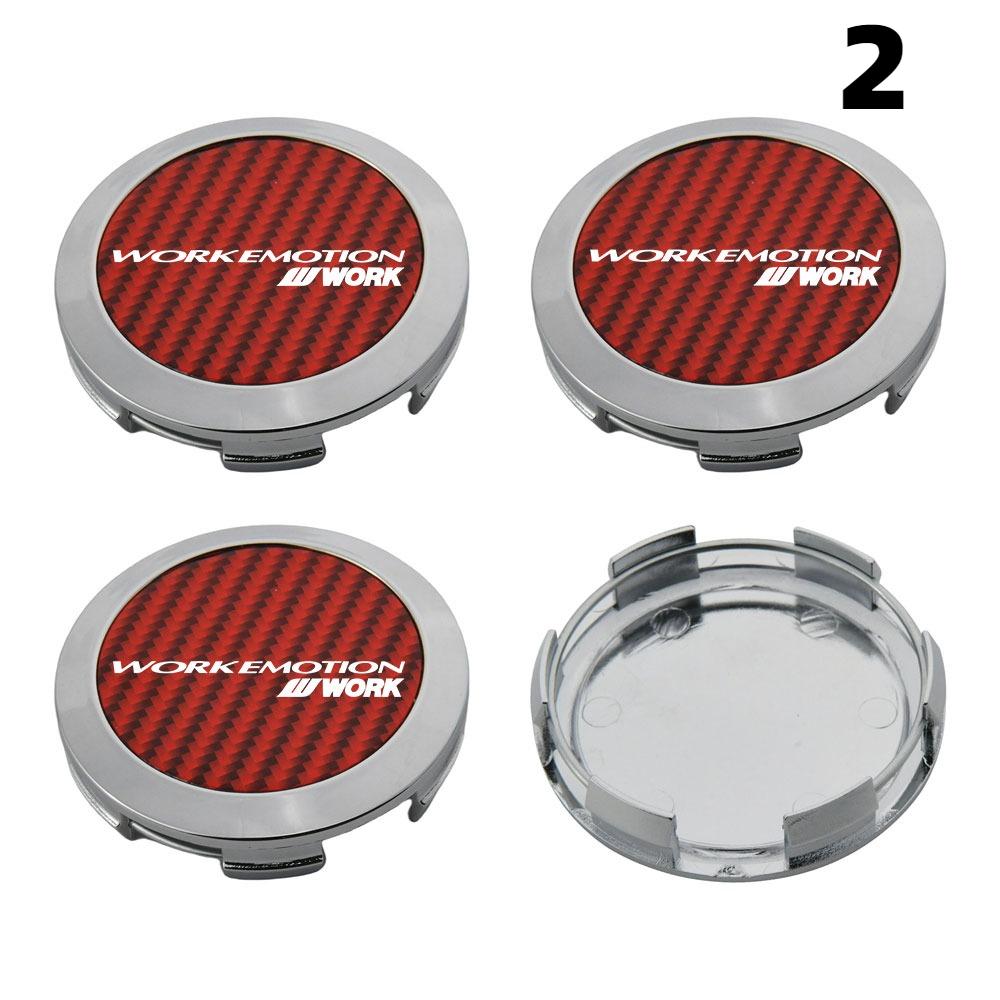 4 PZ 64MM Diametro Esterno / 62MM Diametro Interno Tappo Per Cerchi WORK EMOTION EQUIP MEISTER Logo VS & WORK Tappo Centrale Ruota Copri Ruota Auto Sportiva Tappi Mozzo