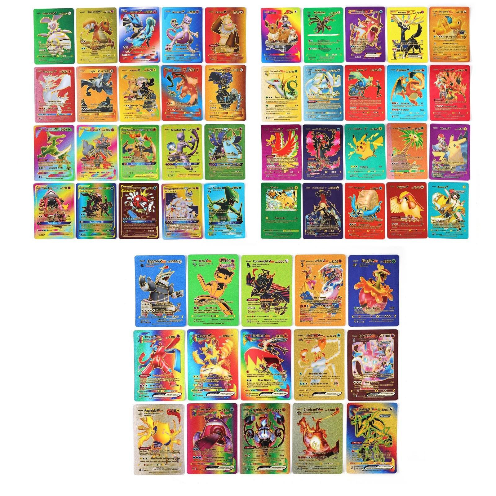 

55 шт. (11 редких GX + 15В-макс + 14В + 7 Пикчу CosPlay + 4 базовых + 2 редких + 2 загадочных FD) Наборы золотых карт TCG для подарков, коллекций и фанатов One Size