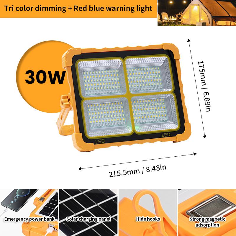 

Светодиодный солнечный прожектор, перезаряжаемый, аварийное освещение, портативный светильник для кемпинга, водонепроницаемый прожектор, солнечные панели
