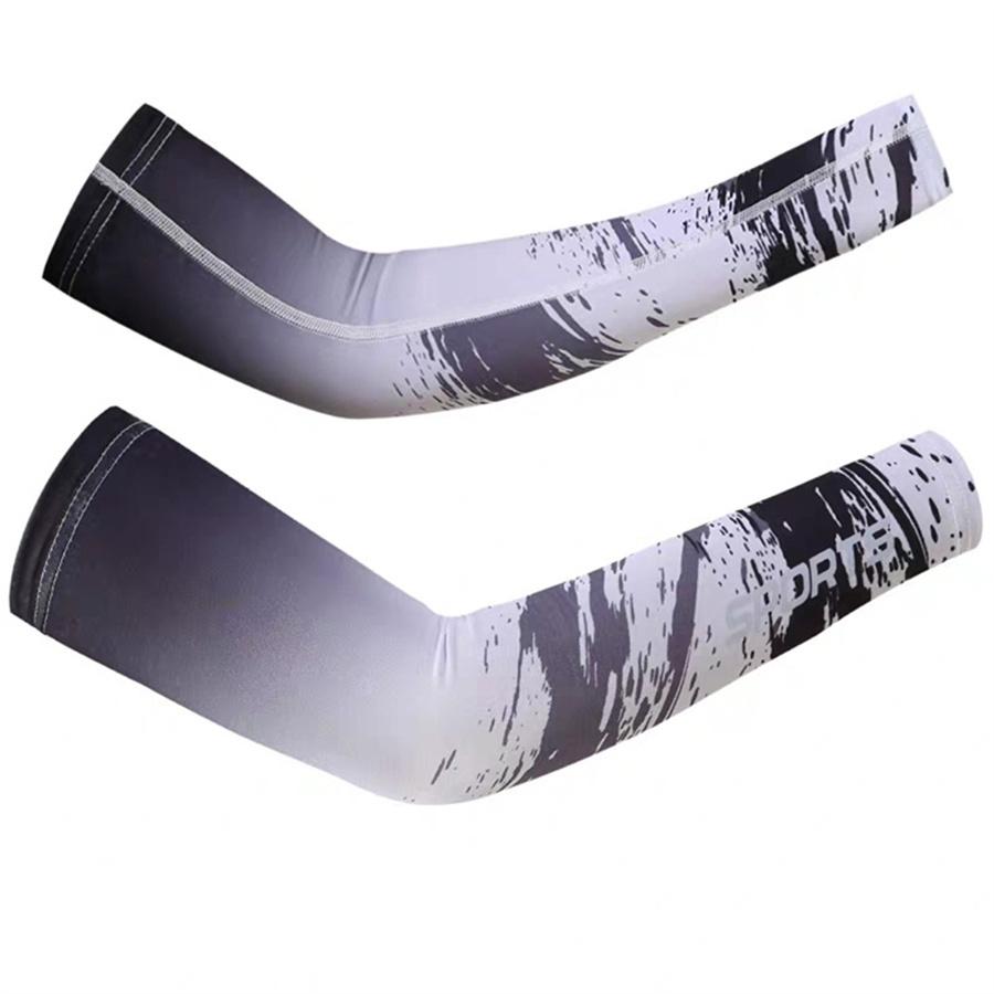 

Gradient SPORTS Print Ice Silk UV Protection Arm Sleeves, Cooling Anti-Slip Sun Sleeves for Men Women Outdoor Cycling Driving L білий