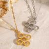 18K Gold Stainless Steel Flower Pendant Necklace - Trendy, Versatile, Non-Fading Jewelry