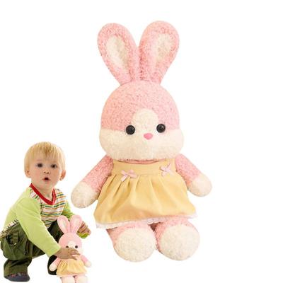 Cute Bunny Plush Stuffed Pillow with Dress Huggable Bunny Toy Throw Pillow Sleeping Soothing Toys Desk Decor for Holiday Birthda