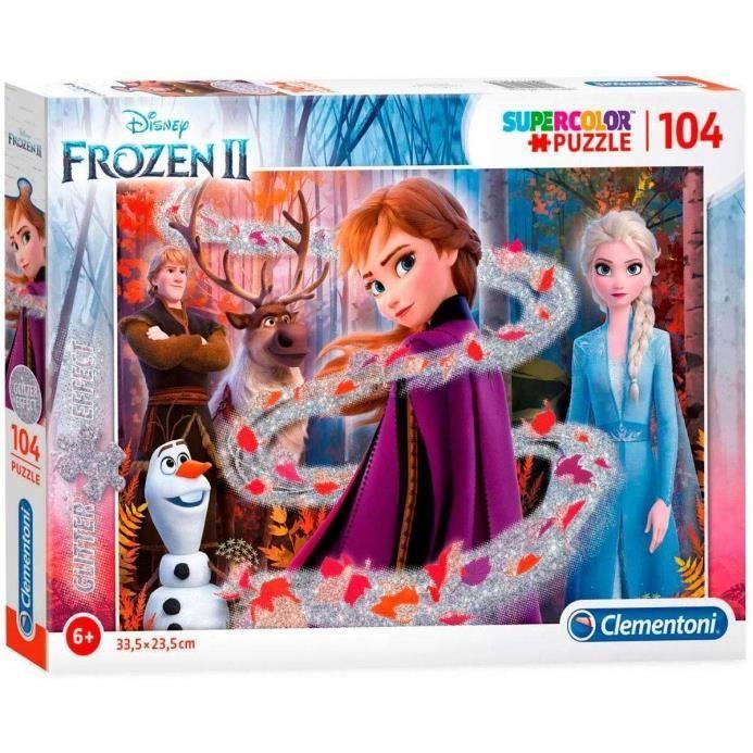 Puzzle Glitter Frozen II - CLEMENTONI - 104 pièces - Thème Humains et personnages - Pour filles de 6 ans et plus
