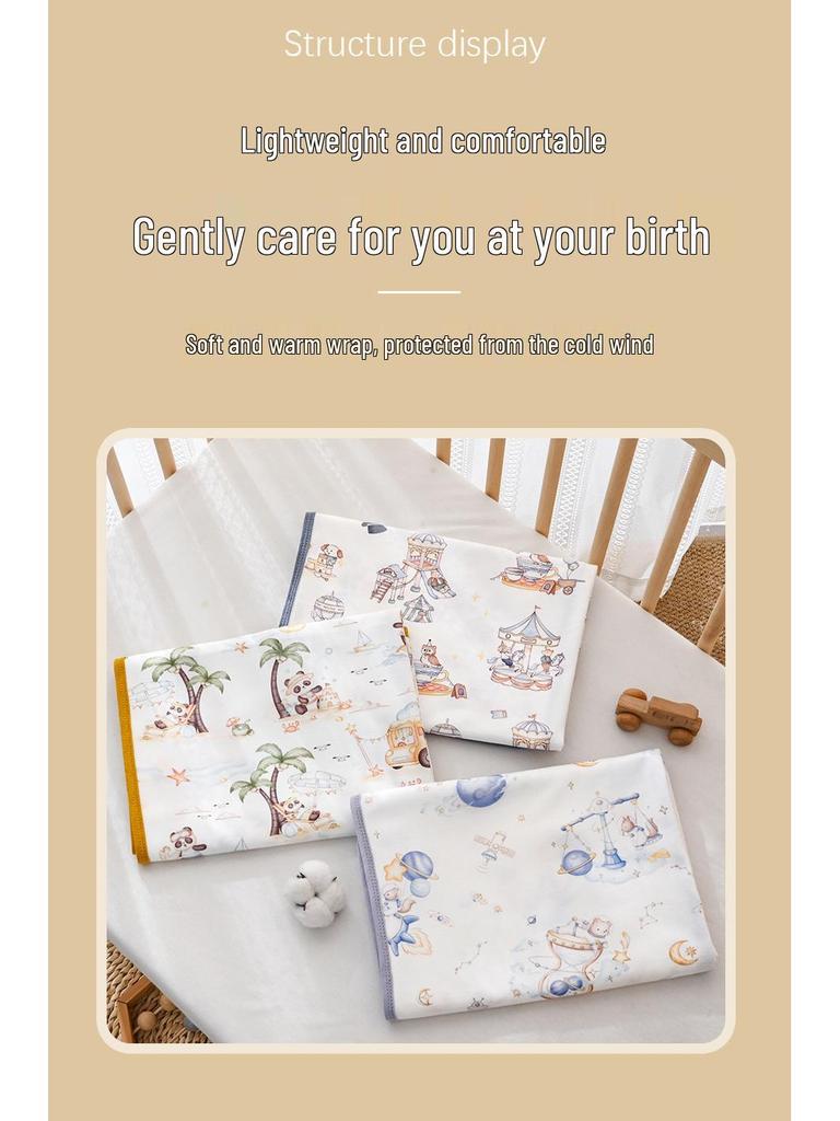 Oddychający kocyk otulacz dla noworodka z czystej bawełny, cienki, zapobiegający odruchowi Moro, niemowlęcy Typ A.