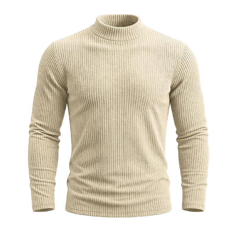 Men's Thermal Mock Neck Knit Sweater Casual Ribbed Pullover Tops for Fall Winter Daily Wear Streetwear Slim Fit Knitwear