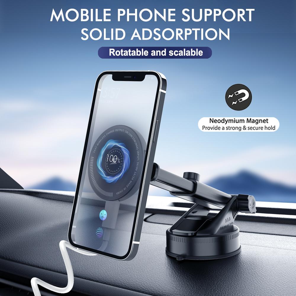Strong Magnetic Suction Car Rotatable Mobile Phone Holder MagSafe Wireless Charger Car Centre Mount Navigation Bracket