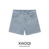 Fashion Style 2024 Autumn New Women's Clothing Mid-Rise Waist Hollow Embroider Casual All-Matching Denim Shorts 6147118