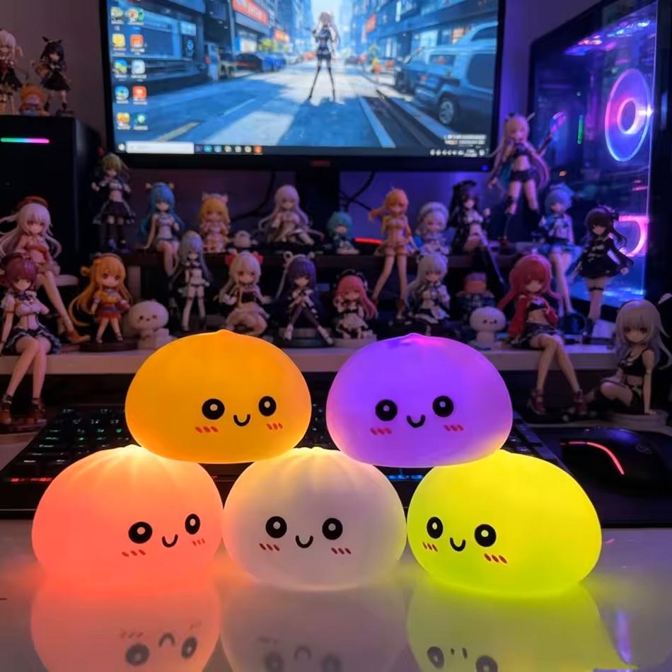 Colorful Dumpling Night Light Cartoon Silicone Creative Bedside Sleep Night Lamp For Room Decor Birthday gift clearance sale