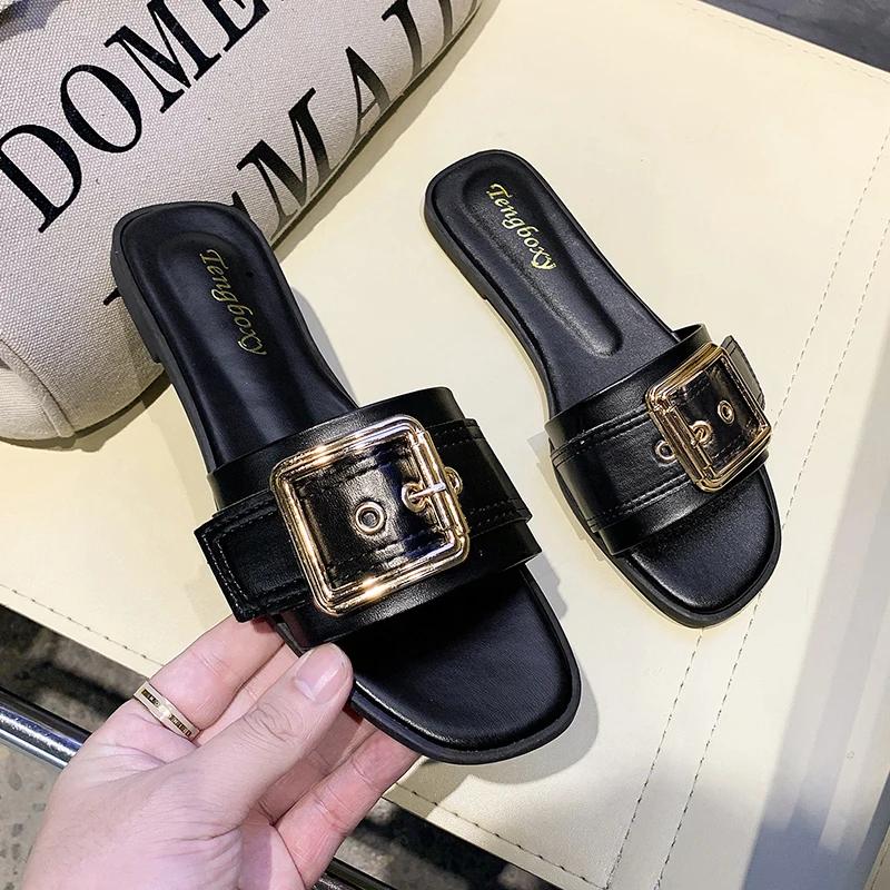 Fashion 2024 Women Open Toe Wear-resistant Office Flat Slippers Summer Anti-slip Lightweight Beach Sandals Slides Women Shoes for Women