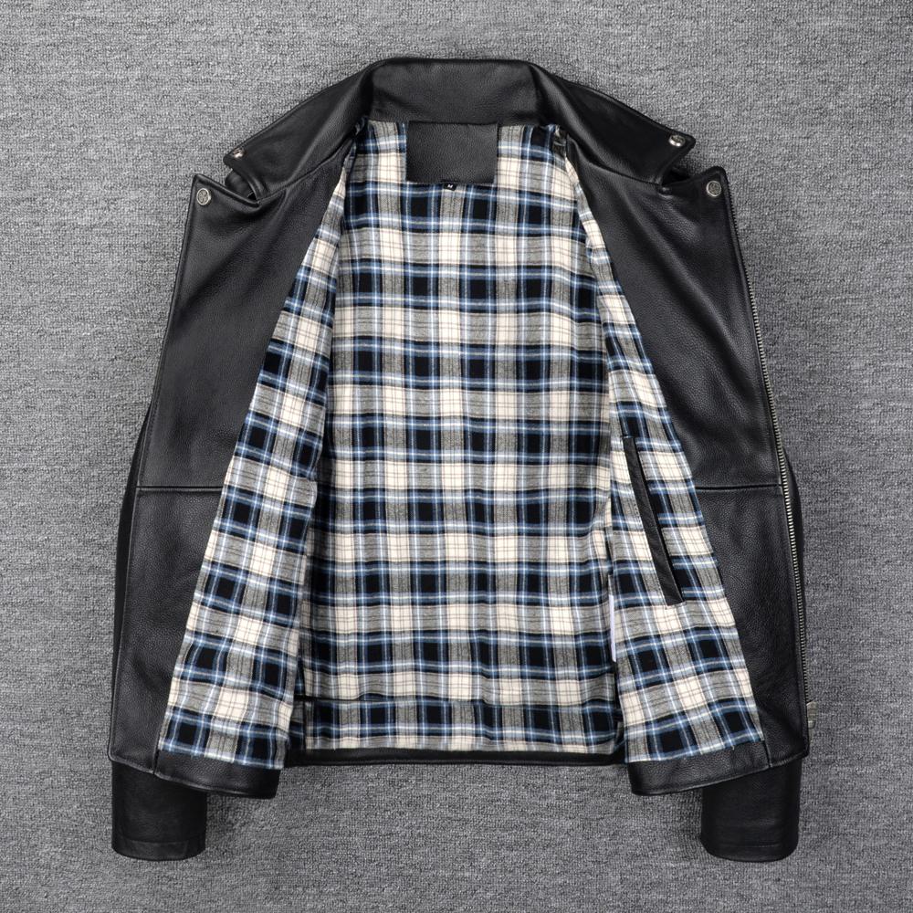 Motorcycle Jacket Men Genuine Cow Leather Jackets Slim Short Men's Cowhide Coat Autumn Biker Jacket Moto Riding Clothing Spring