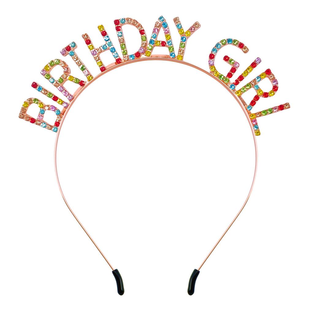 European & American Rhinestone Birthday Girl Headband: Alloy Party Gift