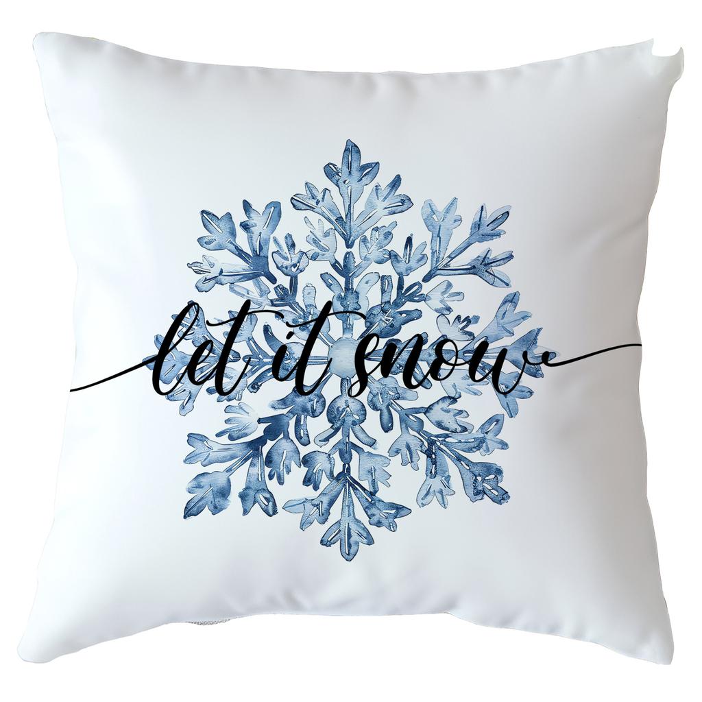 Christmas Cushion Cover Blue Snowflake Reindeer Design Festive Decorative Pillow Case Holiday Sofa Bed Home Decor Pillowcase
