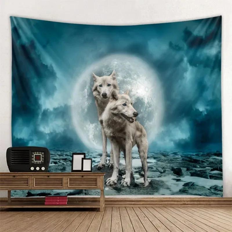 Гобелен с узором «Снежный горный волк» для офиса — фото 16