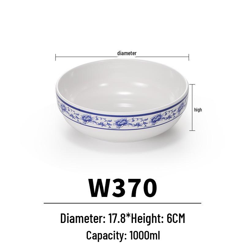 Blue & White Melamine Noodle Bowl: Imitation Porcelain Tableware for Ramen, Soup, Wonton, or Beef Noodles in Noodle Shops