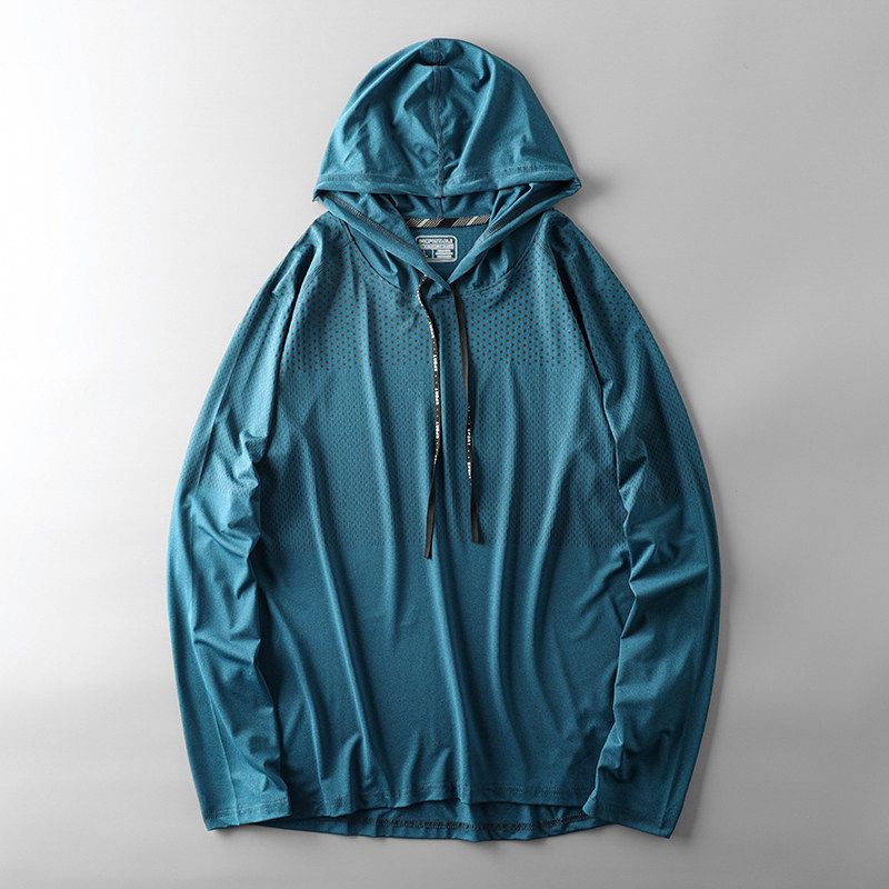 Export Long-Sleeved Fitness Hoodie Peacock Blue XL