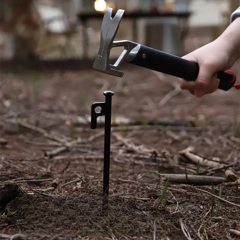 Camping Hammer Multitool Aluminum Handle Stainless Steel Hammer Tent Stakes Survival Gear Outdoor Tarp Hammer and Nail Puller